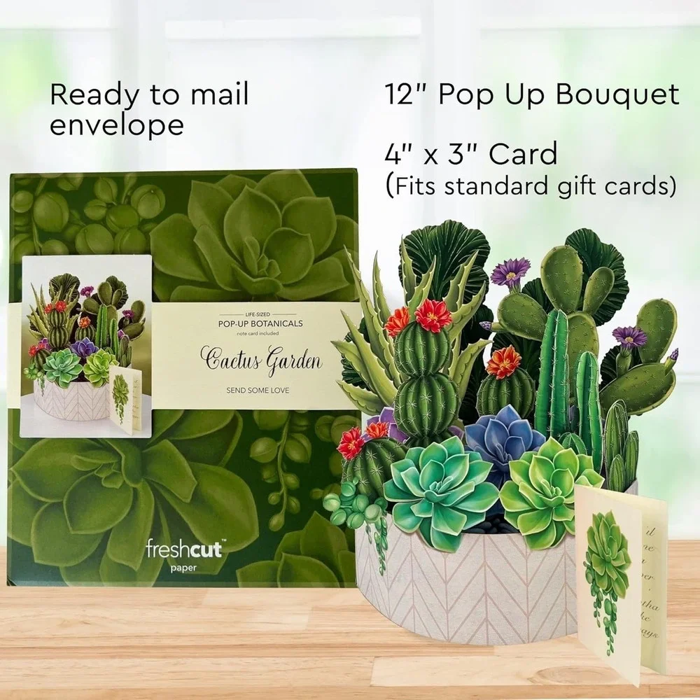 New Cactus Garden Fresh Cut‎ Paper Pop-up Bouquet Card